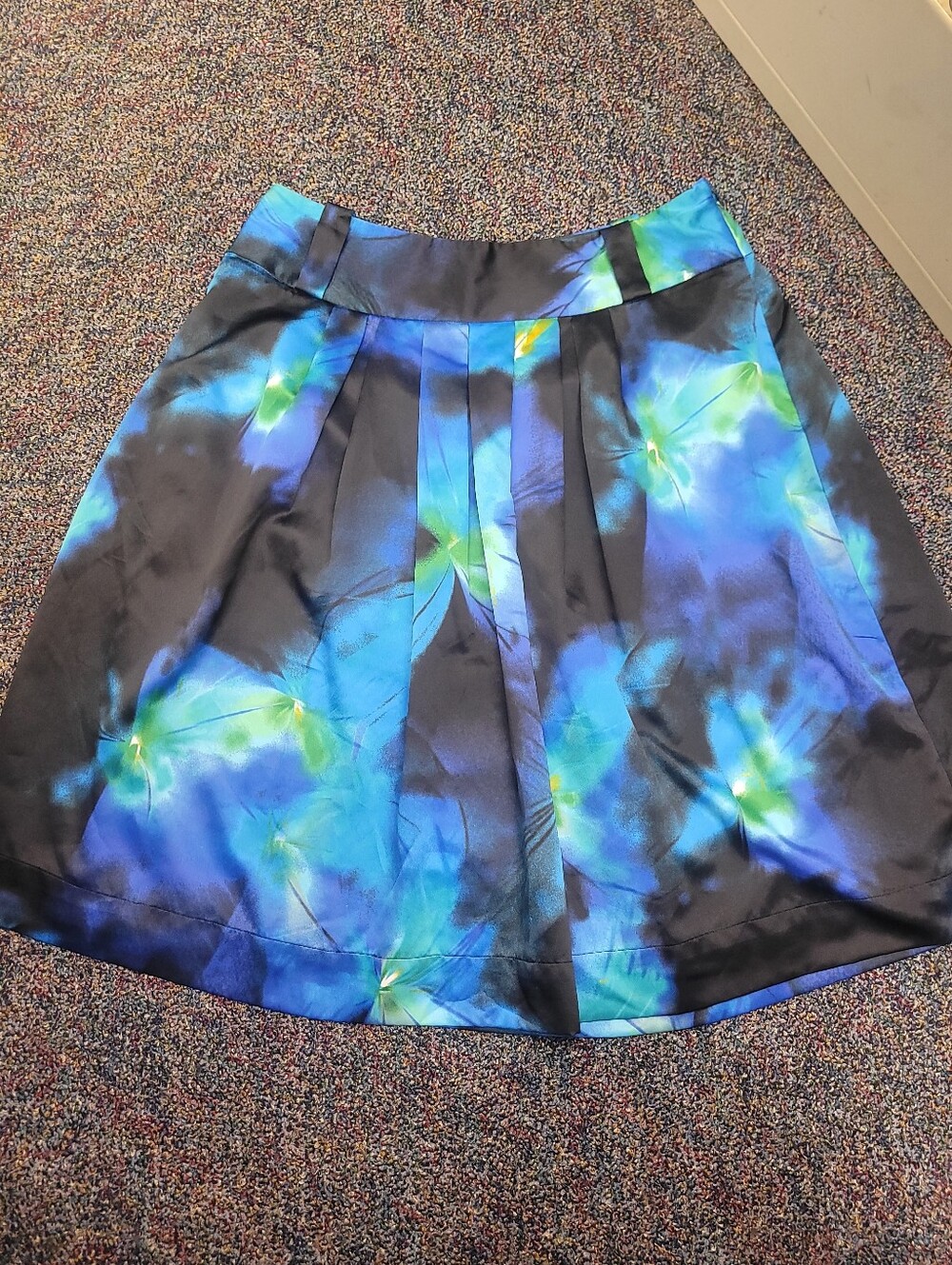 Worthington Black, Blue and Green Floral A-Line Skirt